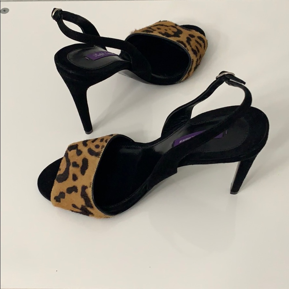 Ralph Lauren Purple Label Black and Leopard Pony Hair Size 8.5 38 1/2 - Picture 2 of 8